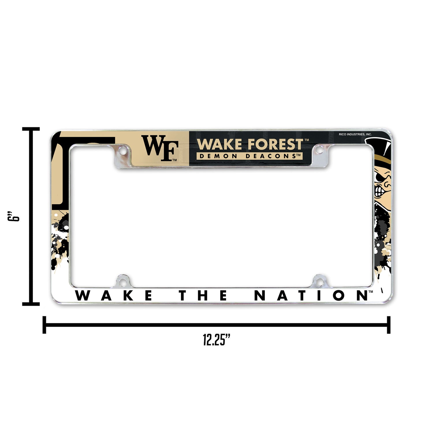 NCAA Wake Forest Demon Deacons All Over Chrome License Plate Frame Fan Gear NCAA Wake Forest Demon Deacons