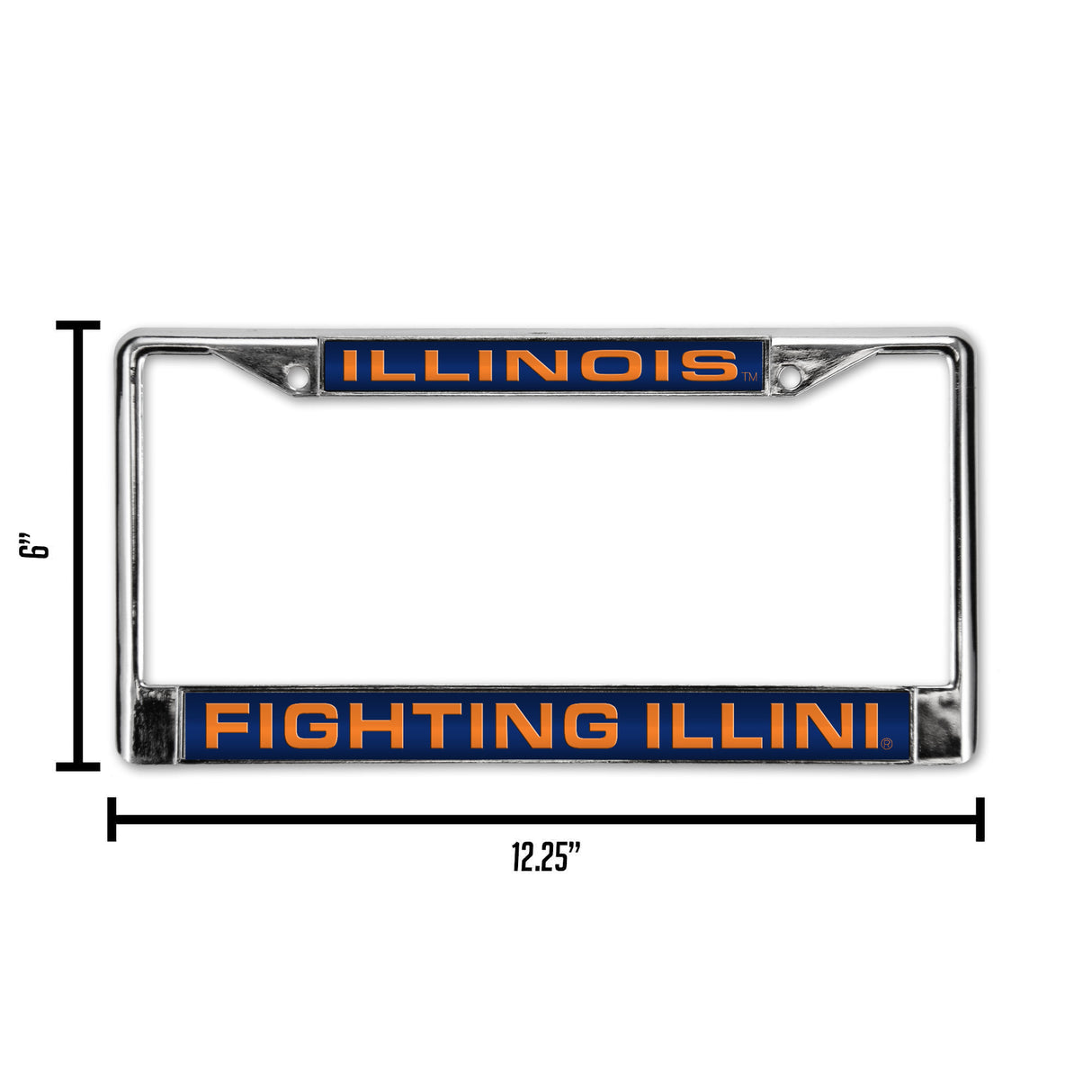 NCAA Illinois Fighting Illini Laser Cut Chrome License Plate Frame Fan Gear NCAA Illinois Fighting Illini
