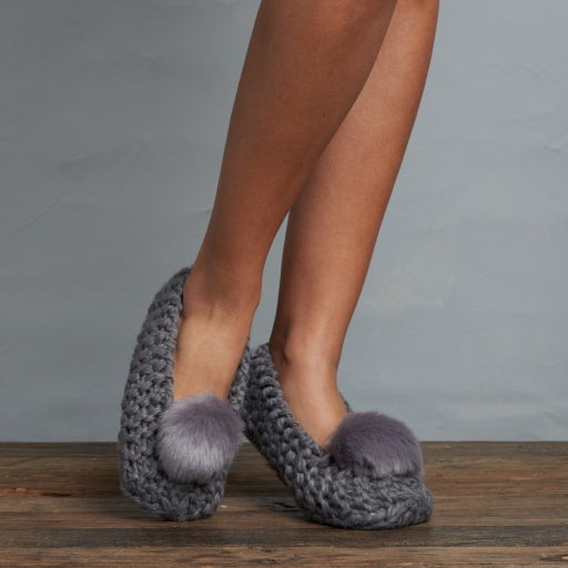 Lemon Women's Popcorn Ballerina Slipper W/ Faux Fur Pom-Pom Womens Footwear Sandals & Slides