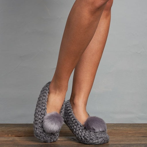 Lemon Women's Popcorn Ballerina Slipper W/ Faux Fur Pom-Pom Womens Footwear Sandals & Slides