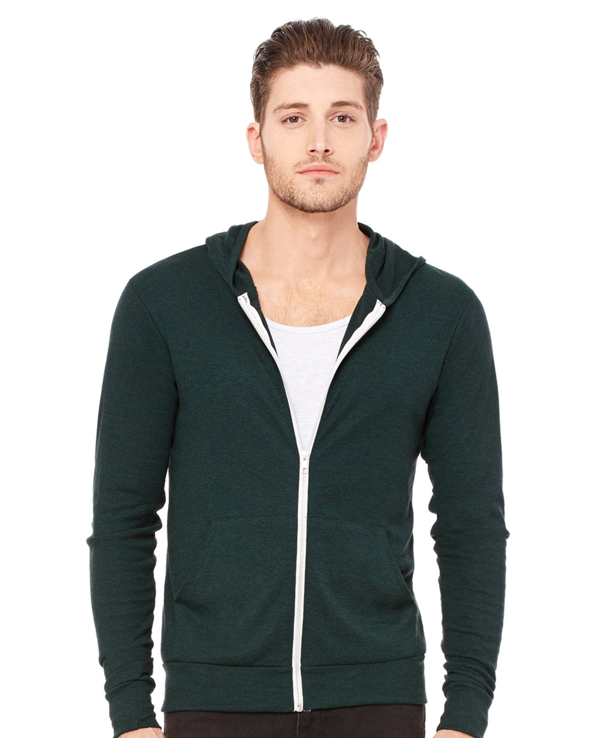 BELLA + CANVAS Men's Triblend Full-Zip Lightweight Hoodie BC3939 Mens Apparel Sweatshirts & Fleece