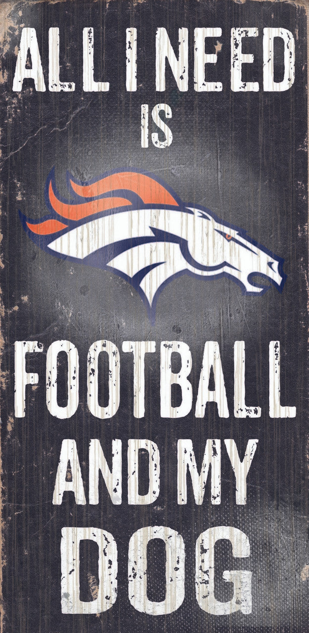 Fan Creations Denver Broncos Football and Dog Wood Sign 6"x12" Fan Gear NFL Denver Broncos