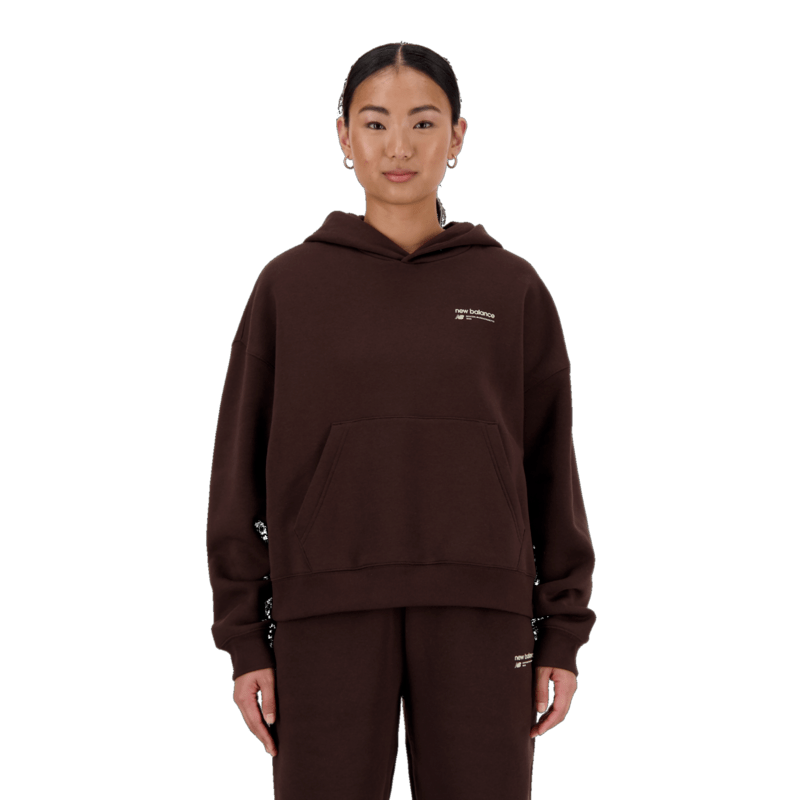 New Balance Women's Linear Heritage Brushed Back Fleece Hoodie Womens Apparel Sweatshirts & Fleece