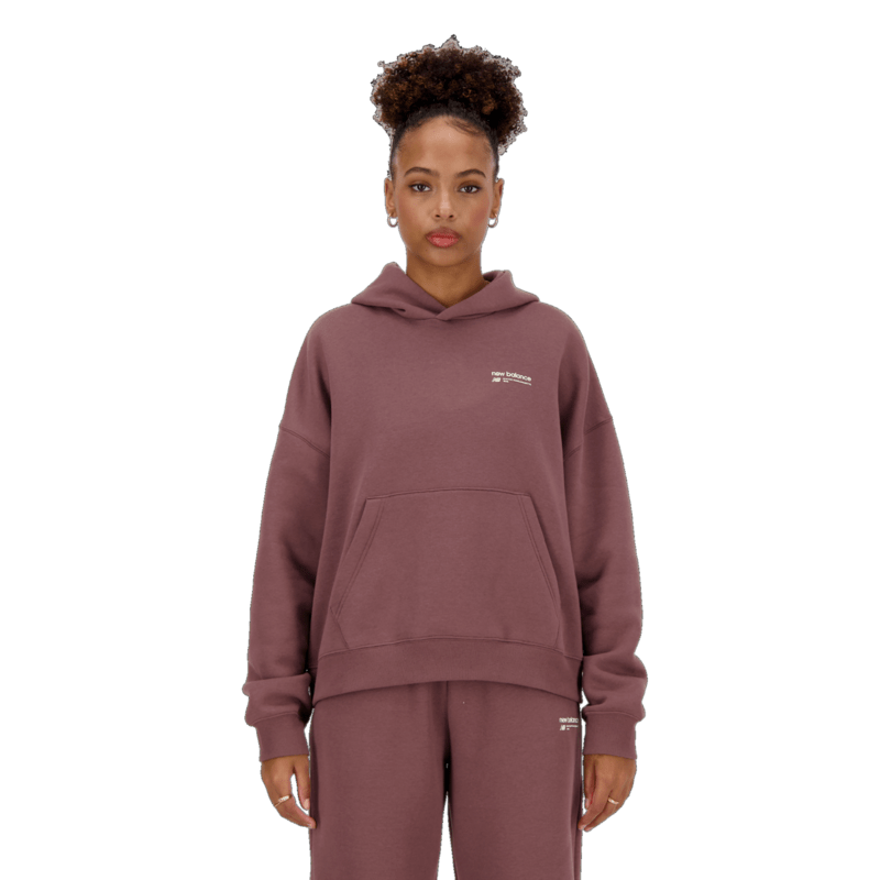 New Balance Women's Linear Heritage Brushed Back Fleece Hoodie Womens Apparel Sweatshirts & Fleece