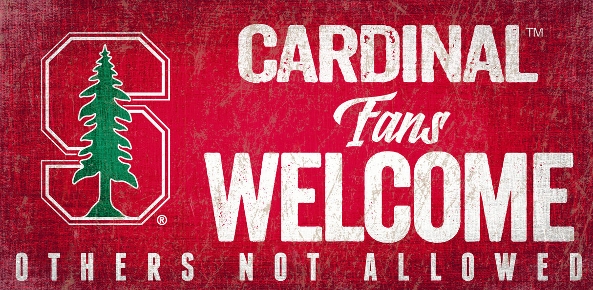 Fan Creations Stanford Cardinal Fans Welcome Wood Sign 12x6 Fan Gear NCAA Stanford Cardinal