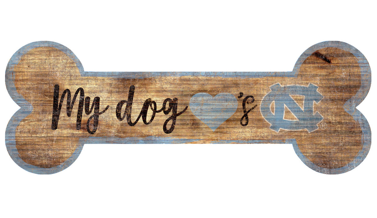 Fan Creations North Carolina Tar Heels Dog Bone Shape Wood Sign 6x12 Fan Gear NCAA North Carolina Tar Heels
