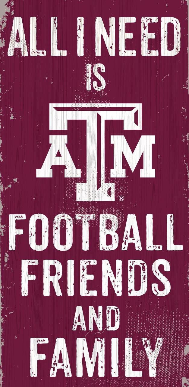 Fan Creations Texas A&M Aggies Football Friends and Family Wood Sign 6x12 Fan Gear NCAA Texas A&M Aggies