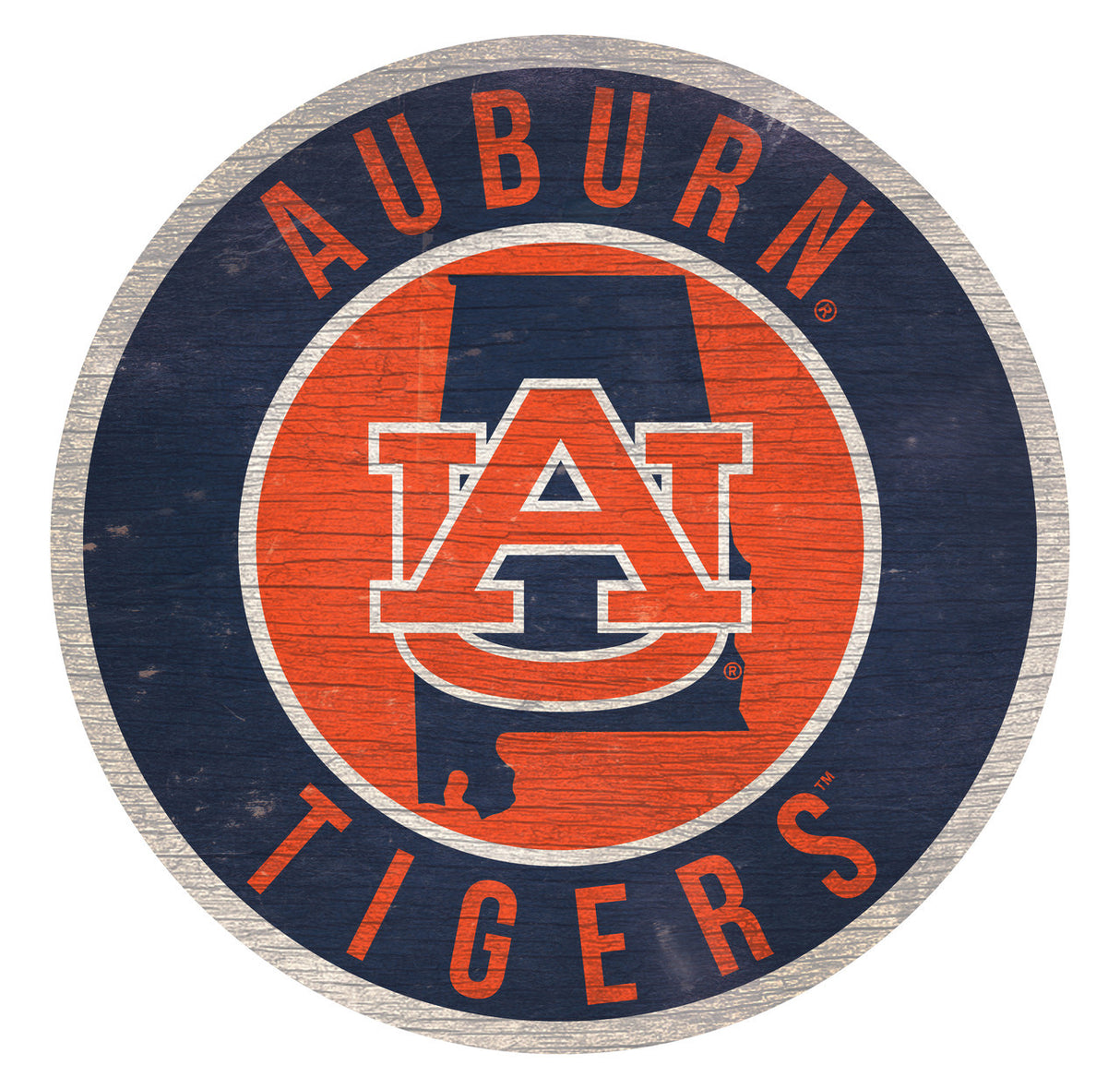 Fan Creations Auburn Tigers 12 Inch Round State Design Wood Sign Fan Gear NCAA Auburn Tigers