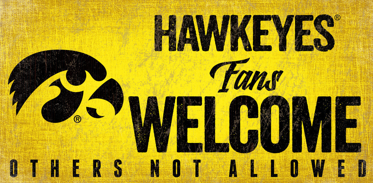 Fan Creations Iowa Hawkeyes Fans Welcome Wood Sign 12x6 Fan Gear NCAA Iowa Hawkeyes