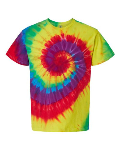 Dyenomite Men's Multi-Color Spiral Tie-Dyed T-Shirt