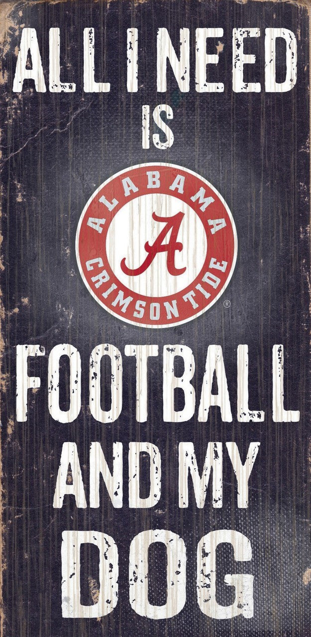 Fan Creations Alabama Crimson Tide Football and Dog Wood Sign 6"x12" Fan Gear NCAA Alabama Crimson Tide