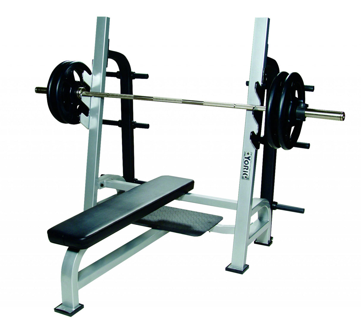 York STS Olympic Flat Bench w/ Gun Racks Exercise & Wellness Gym Equipment