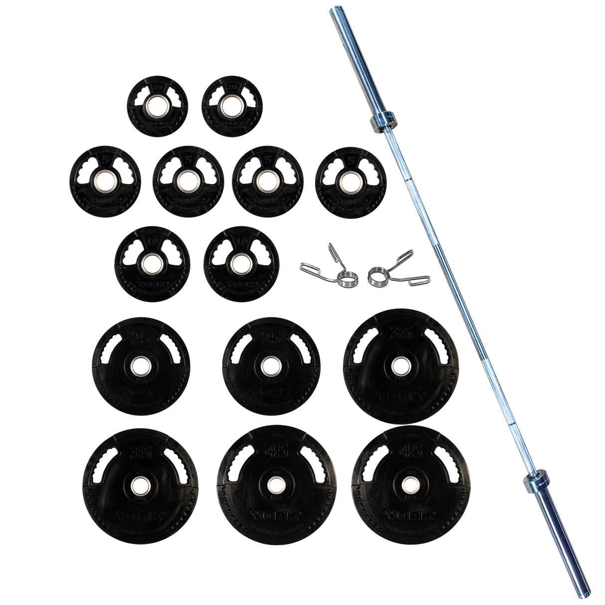 York G-2 Rubber Olympic Plate Set Exercise & Wellness Strength Bars & Plates