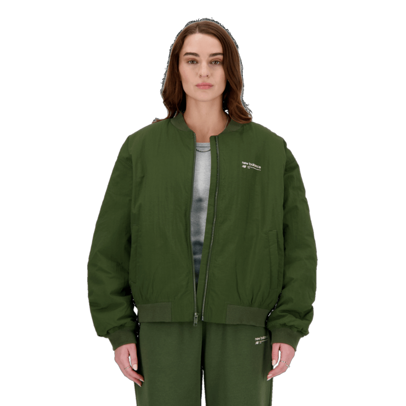 New Balance Women's Linear Heritage Woven Bomber Jacket Womens Apparel Jackets & Vests
