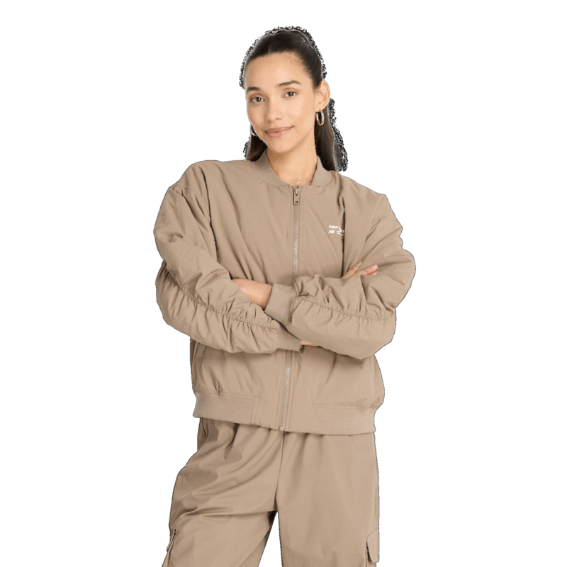 New Balance Women's Linear Heritage Woven Bomber Jacket Womens Apparel Jackets & Vests