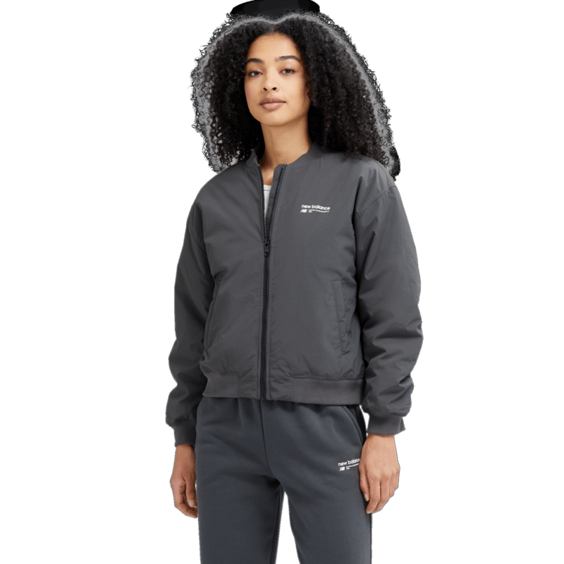 New Balance Women's Linear Heritage Woven Bomber Jacket Womens Apparel Jackets & Vests