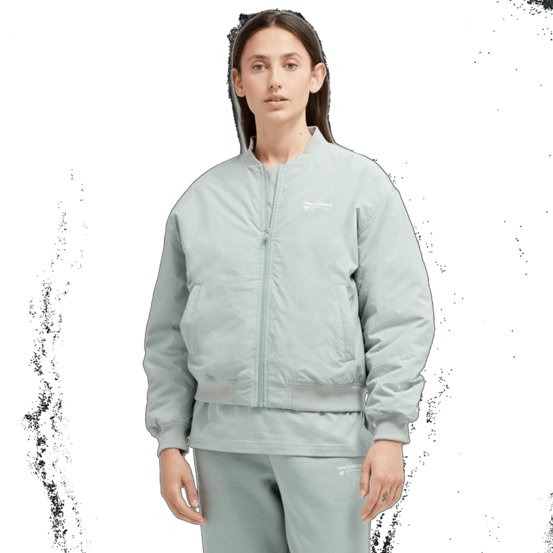 New Balance Women's Linear Heritage Woven Bomber Jacket Womens Apparel Jackets & Vests