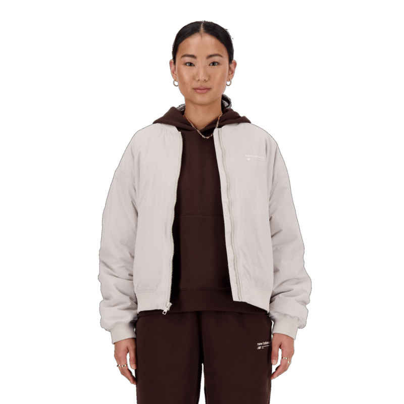 New Balance Women's Linear Heritage Woven Bomber Jacket Womens Apparel Jackets & Vests