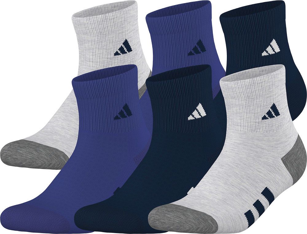 adidas Youth Athletic Cushioned Quarter Socks 6-Pack Unisex Accessories Socks