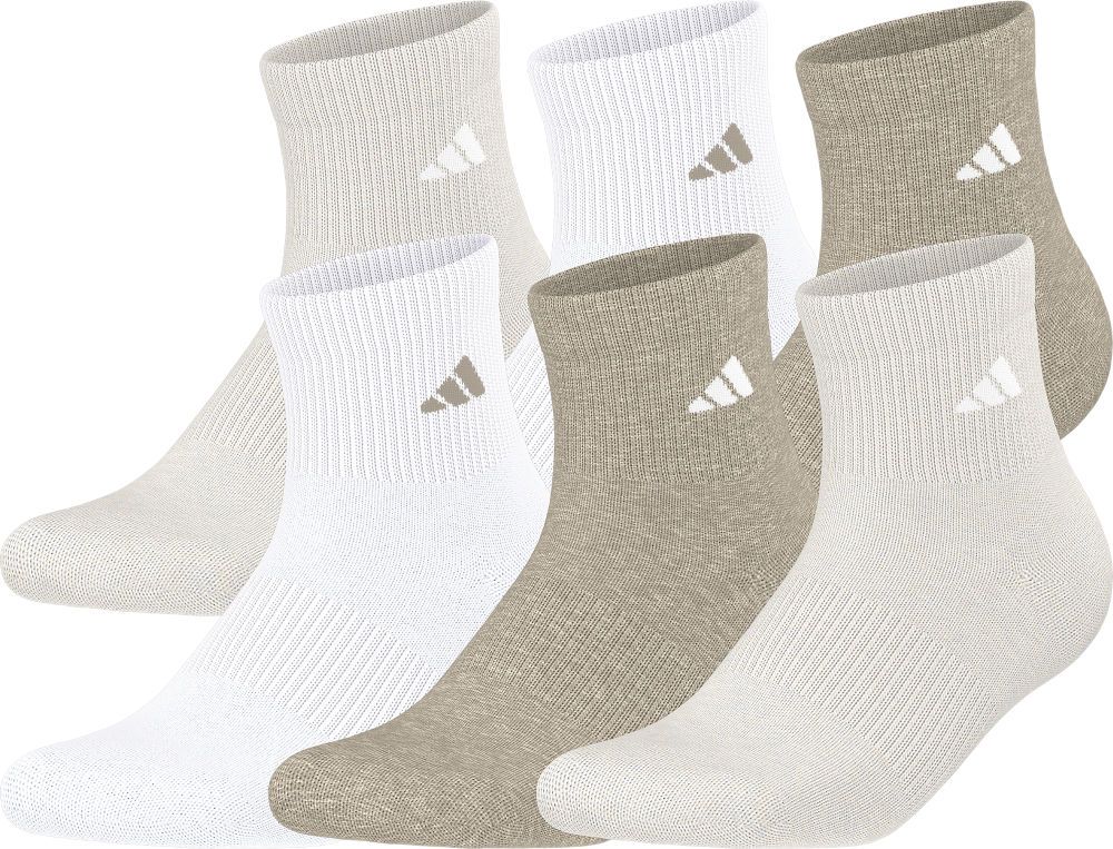 adidas Women's Athletic Cushioned 6-Pack Quarter Socks Unisex Accessories Socks