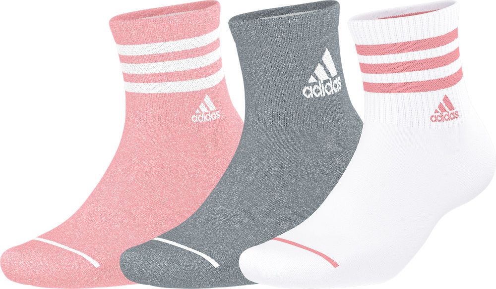 adidas Women's Cushioned 3-Stripe 3.0 3-Pack High Quarter Socks Unisex Accessories Socks