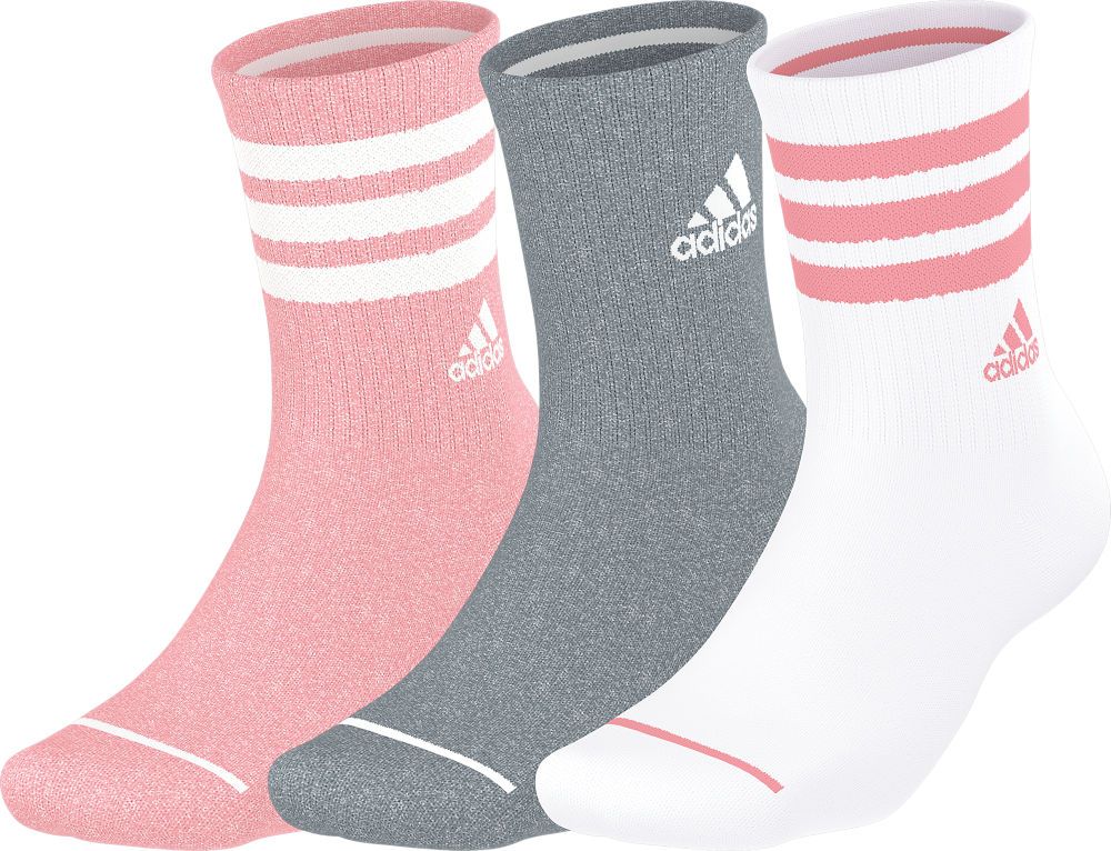 adidas Women's Cushioned 3-Stripe 3.0 3-Pack Crew Socks Unisex Accessories Socks