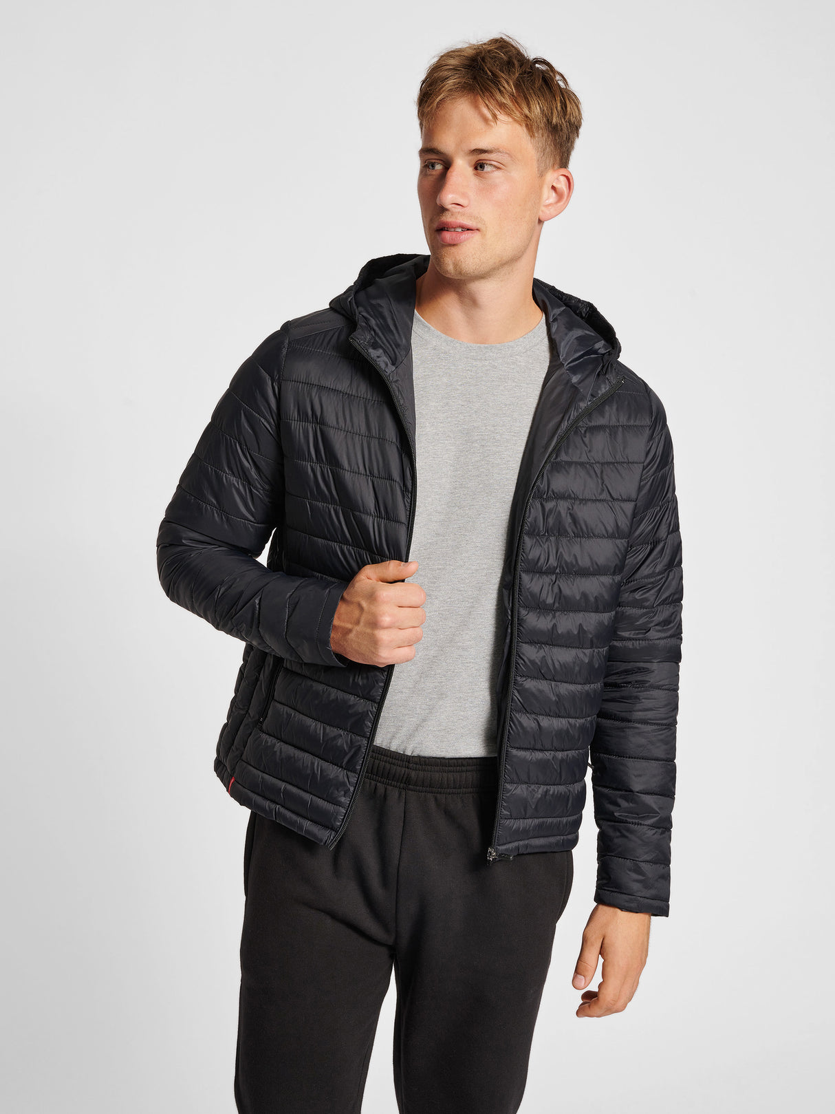 Hummel Men's Red Quilted Hood Jacket Mens Apparel Jackets & Vests