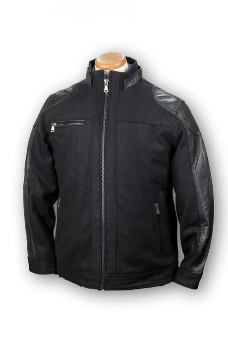 Burk's Bay Men's Wool & Leather Racing Style Jacket Mens Apparel Jackets & Vests