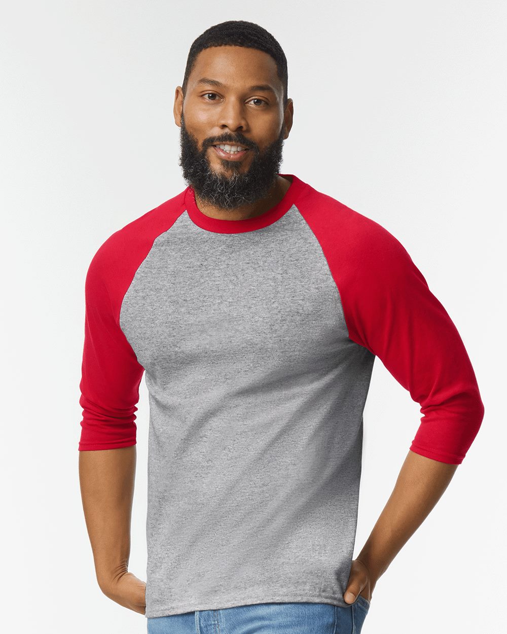 Gildan Men's Heavy Cotton 3/4-Sleeve Raglan T-Shirt 5700 Mens Apparel Shirts & Tops