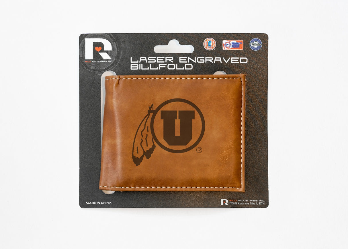 Rico Industries NCAA Utah Utes Laser Engraved Billfold Wallet-3