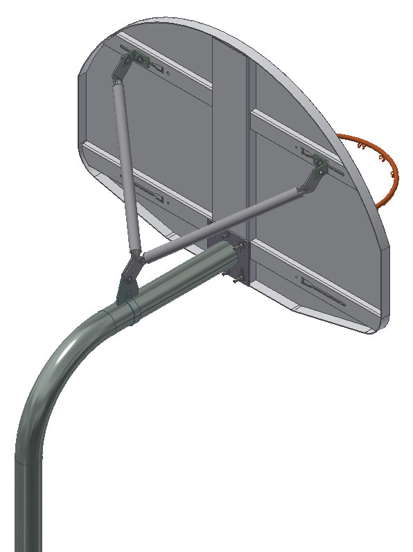 Gared 3.5" Gooseneck Post with Front Mount Plate & Brace Kit Basketball Equipment All