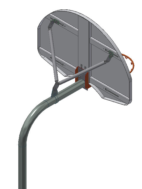 Gared 3.5" Gooseneck Post with Rear Mount Plate & Brace Kit Basketball Equipment All