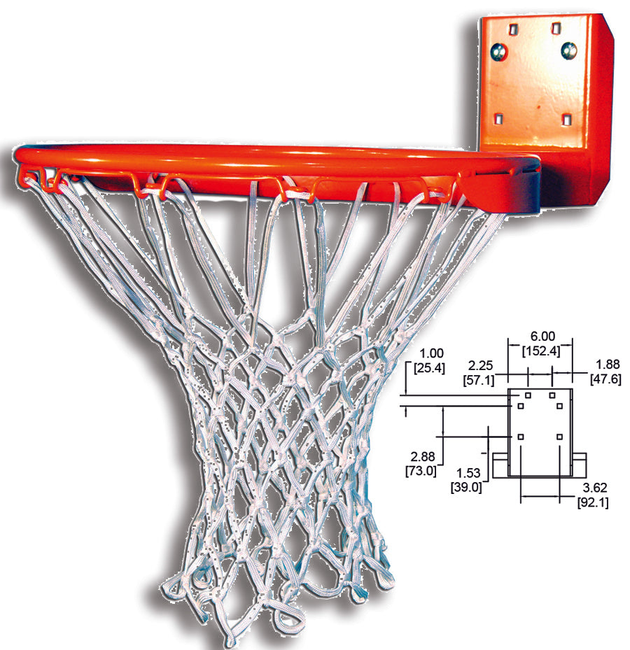 Gared Scholastic Rear-Mount Fixed Rim with Nylon Net Basketball Equipment All