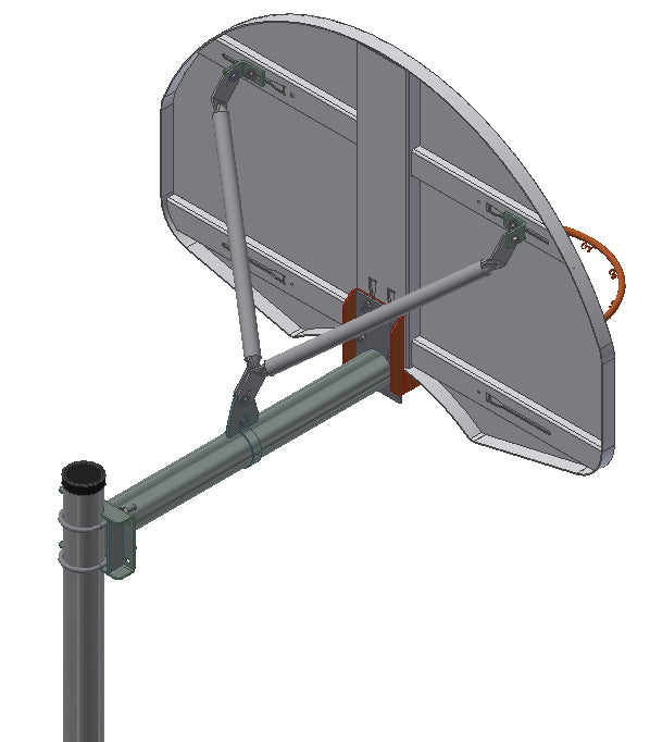 Gared 4.5" Straight Post with system with Rear Mount 4' extension and brace kit Basketball Equipment All