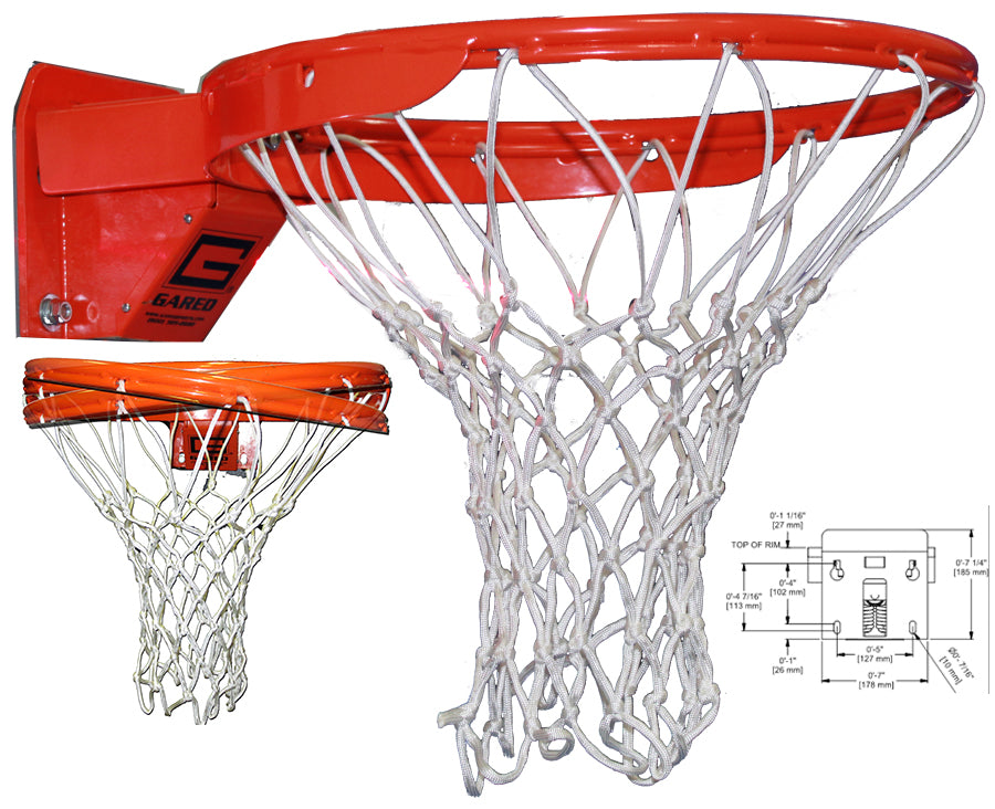 Gared Multi-Directional Breakaway Rim with Nylon Net Basketball Equipment All