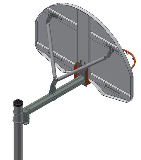 Gared 3.5" Straight Post with system with Rear Mount 3' extension and brace kit Basketball Equipment All