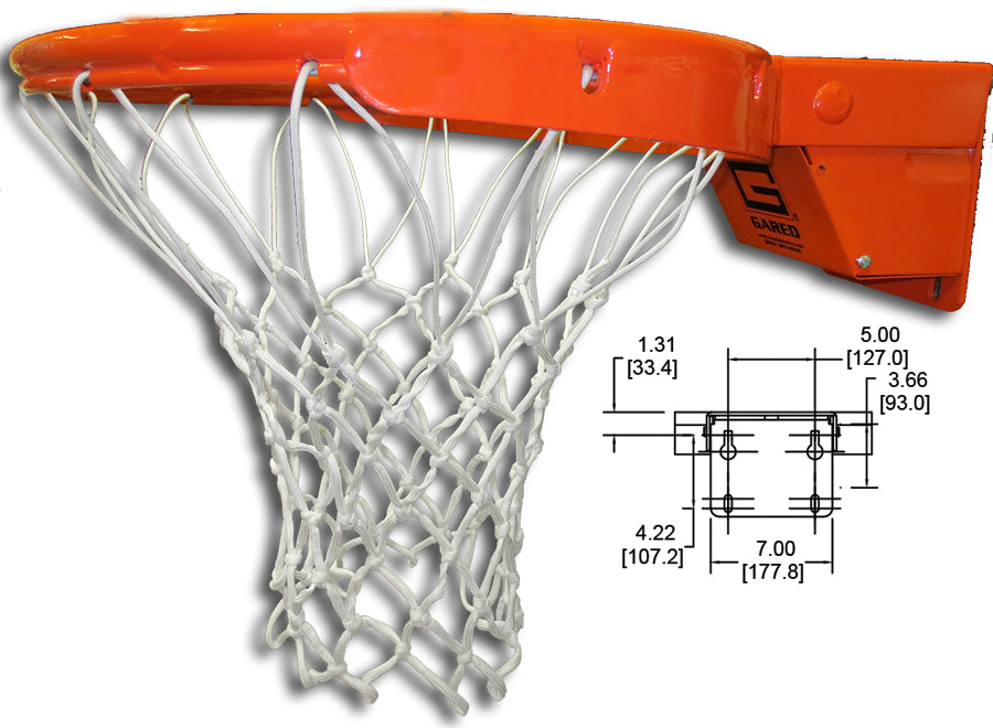 Gared Collegiate International Breakaway Rim with Tube Tie Net attachment Basketball Equipment All