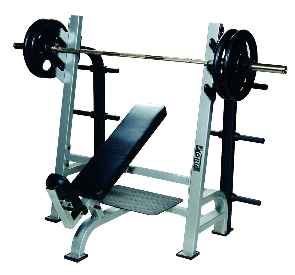 York STS Olympic Incline Bench Press w/ Gun Racks Exercise & Wellness Gym Equipment