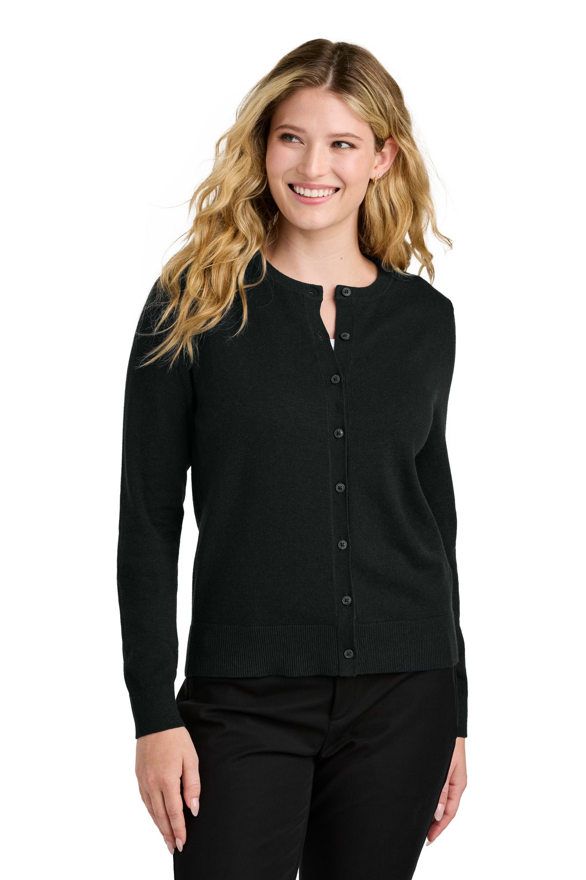 Port Authority Women's Easy Care Crewneck Cardigan Sweater Womens Apparel Sweatshirts & Fleece