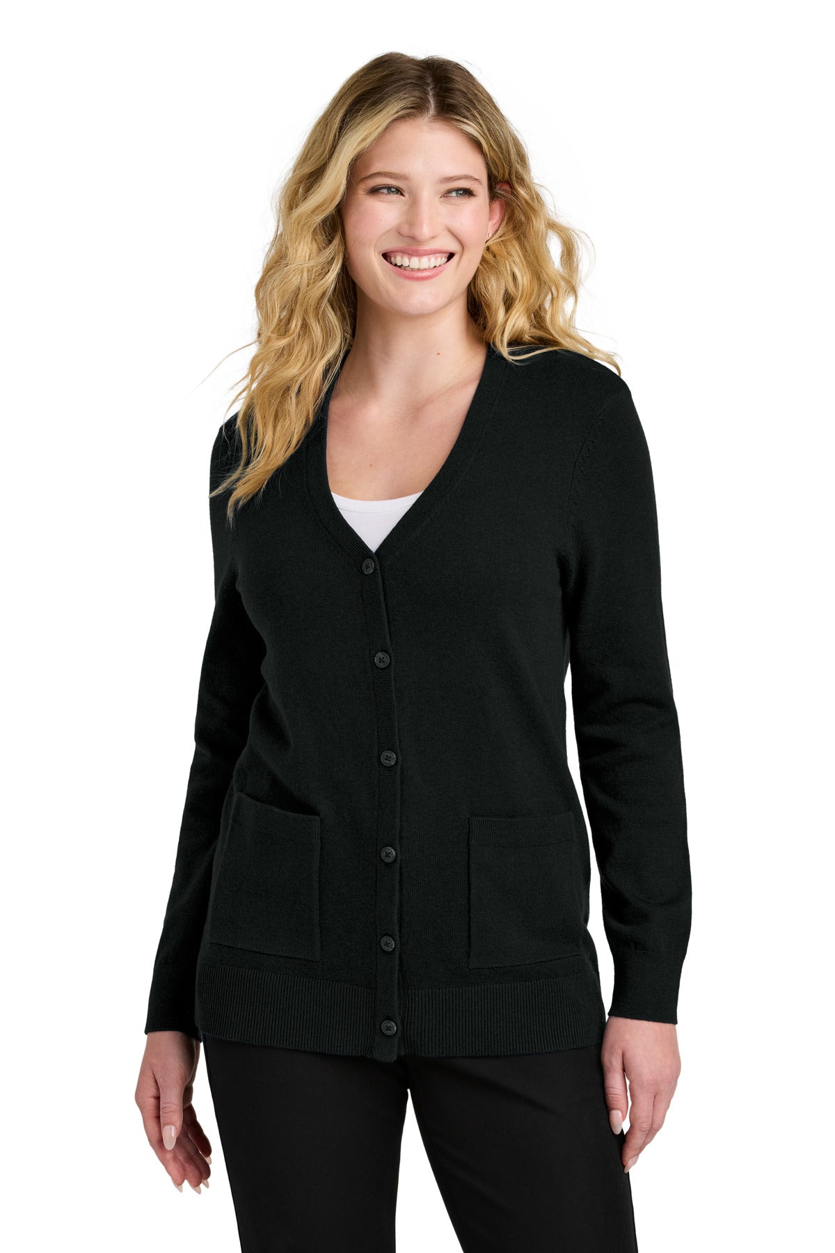 Port Authority Women's Easy Care Button-Up Cardigan Sweater Womens Apparel Sweatshirts & Fleece