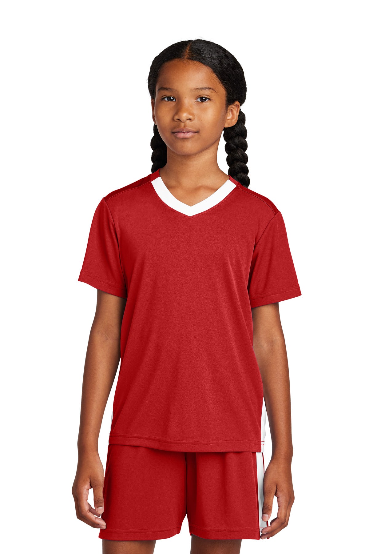 Sport-Tek Youth Girl's Competitor United V-Neck Youth Apparel Shirts & Tops
