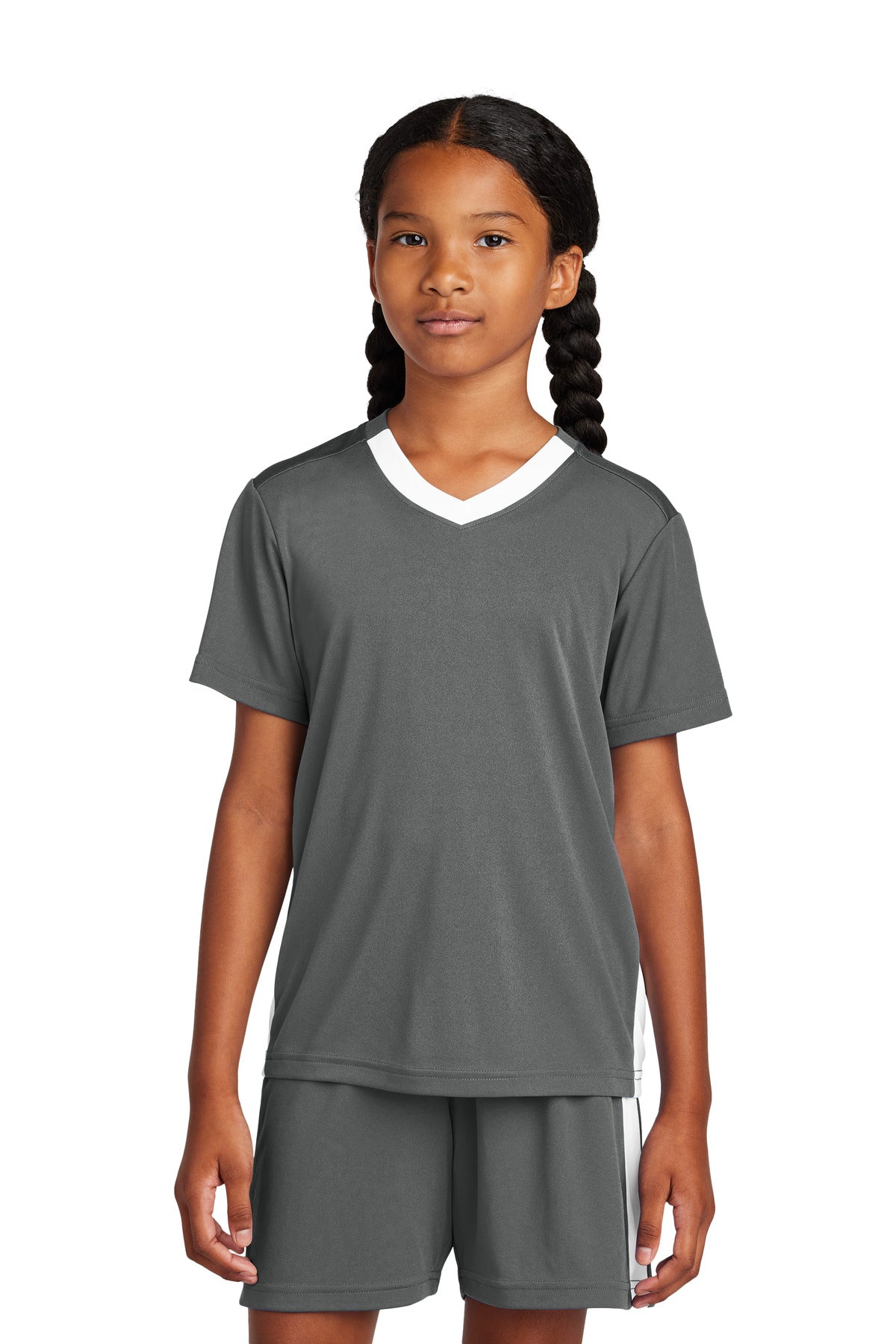 Sport-Tek Youth Girl's Competitor United V-Neck Youth Apparel Shirts & Tops