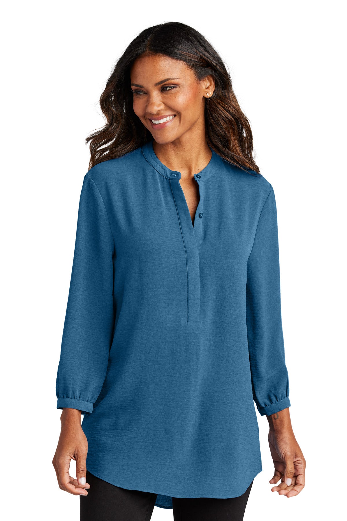 Port Authority Women's 3/4-Sleeve Textured Crepe Tunic Womens Apparel Shirts & Tops