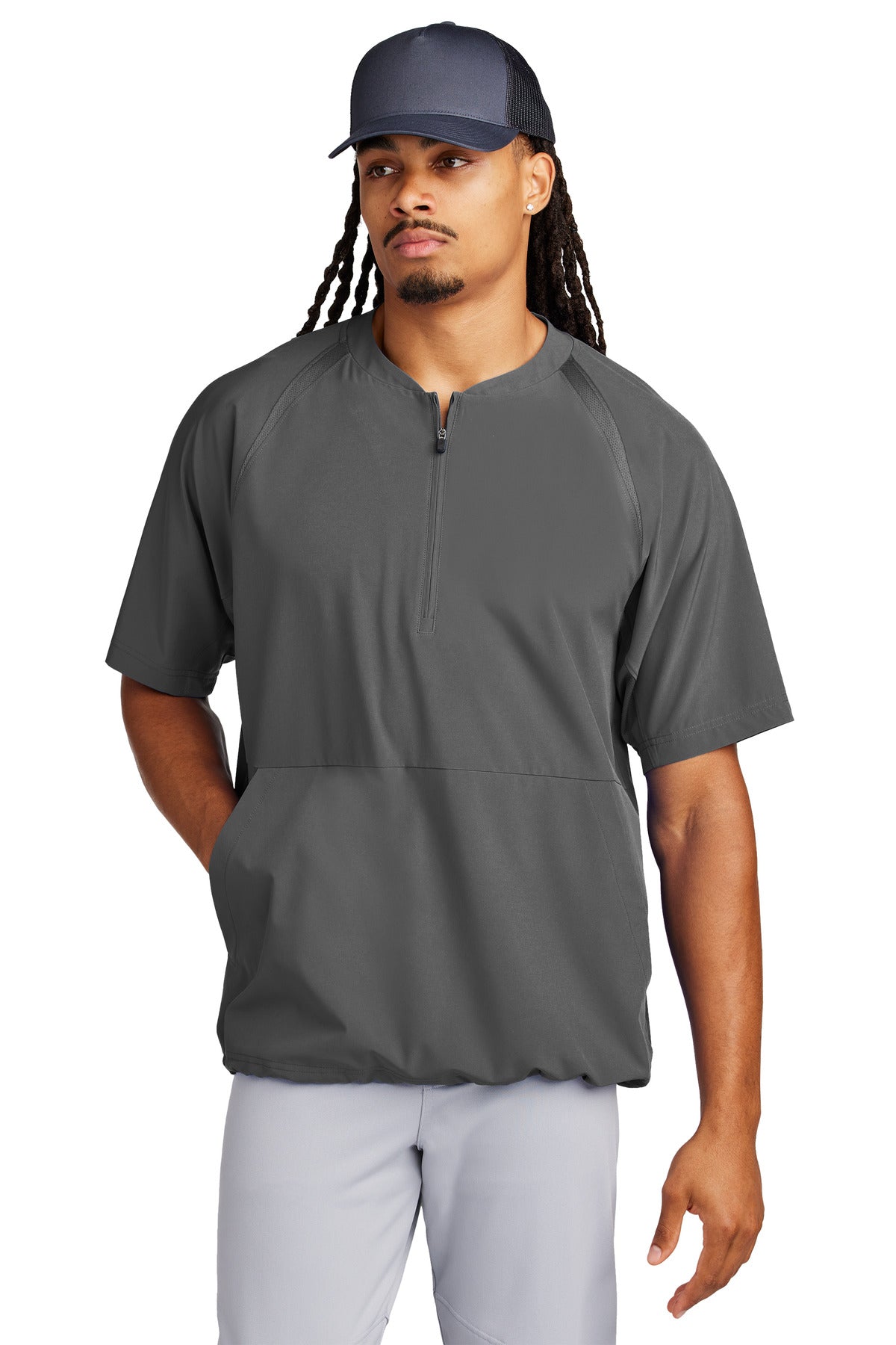 Sport-Tek Men's Repeat 1/2-Zip Short Sleeve Jacket Mens Apparel Sweatshirts & Fleece