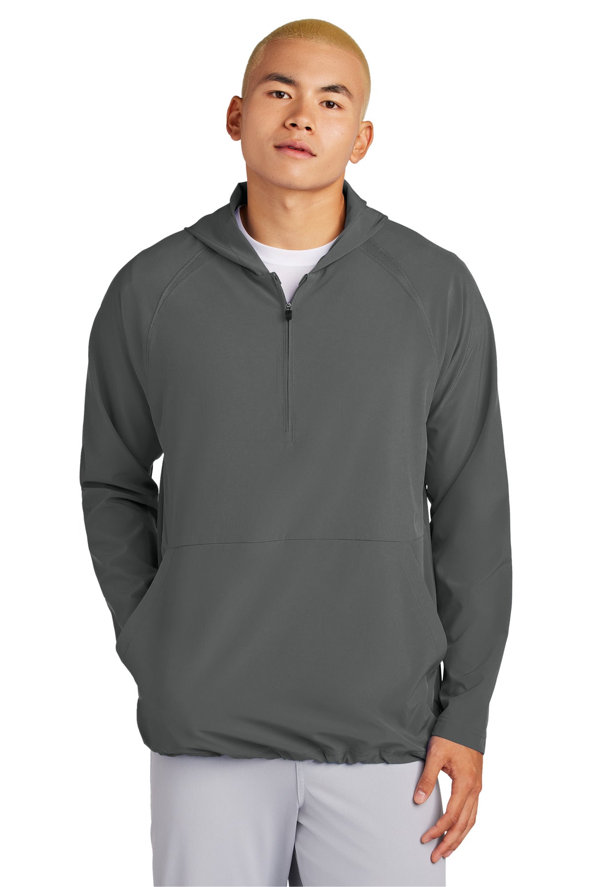 Sport-Tek Men's Repeat 1/2-Zip Long Sleeve Hooded Pullover JST488 Mens Apparel Sweatshirts & Fleece