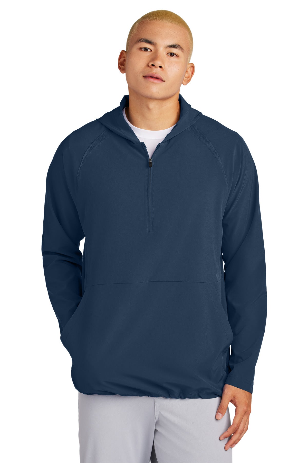 Sport-Tek Men's Repeat 1/2-Zip Long Sleeve Hooded Pullover JST488 Mens Apparel Sweatshirts & Fleece
