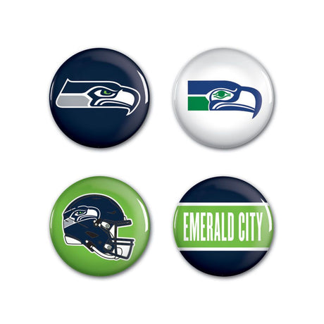 Wincraft Seattle Seahawks Buttons 4 Pack Fan Gear NFL Seattle Seahawks