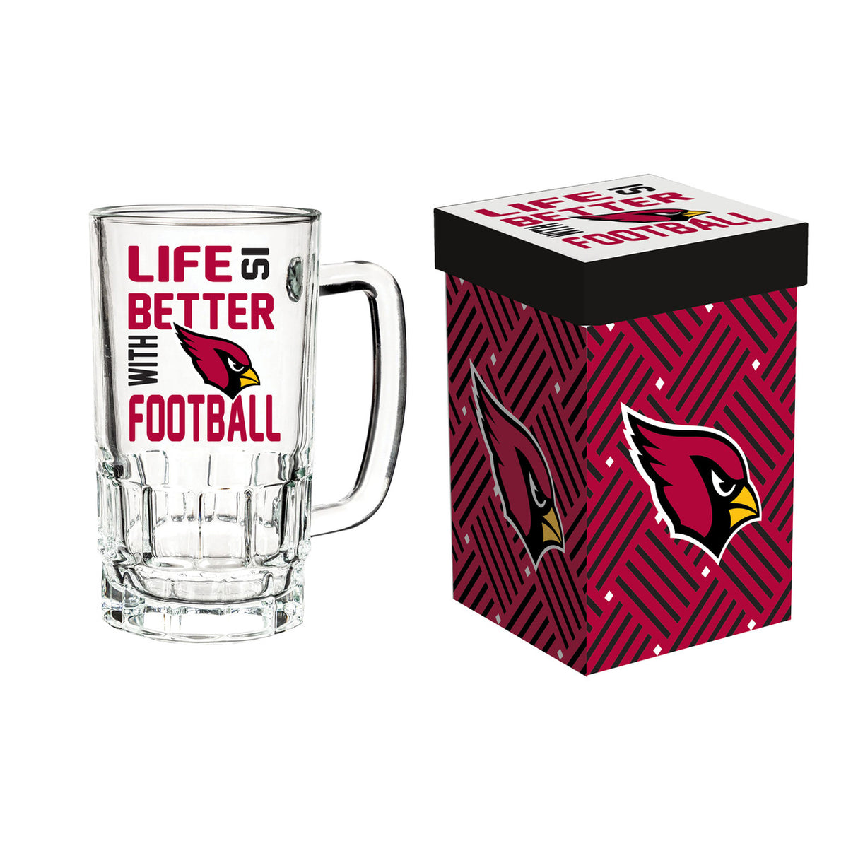 Evergreen Enterprises Arizona Cardinals Tankard Boxed 18oz Glass Fan Gear NFL Arizona Cardinals