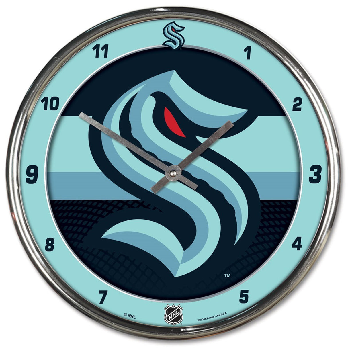 Wincraft Seattle Kraken Chrome Round Style Wall Clock Fan Gear NHL Seattle Kraken