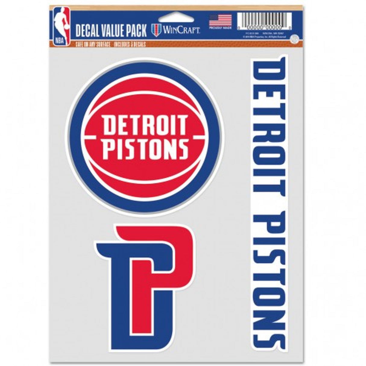 Wincraft Detroit Pistons Multi Use Fan 3 Pack Decal Fan Gear NBA Detroit Pistons